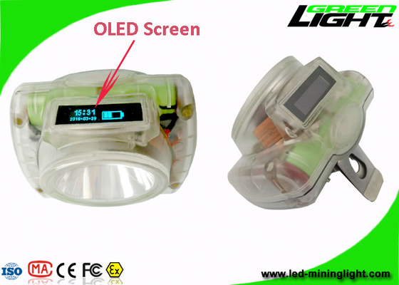 OLED 스크린 무선 캡 램프, 13000Lux 주도하는 마이닝 전면램프 6.2Ah 배터리 IP 68