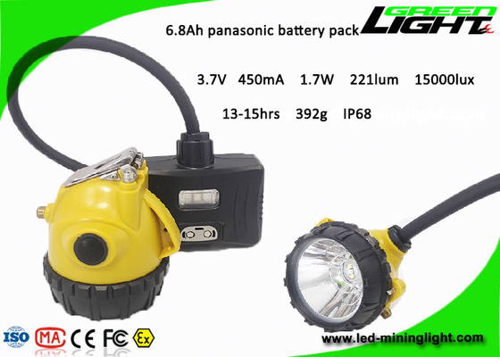 450mA 221lum 15000lux LED 광업 모자 램프 6.8Ah 3.7V Led 광업 헤드램프