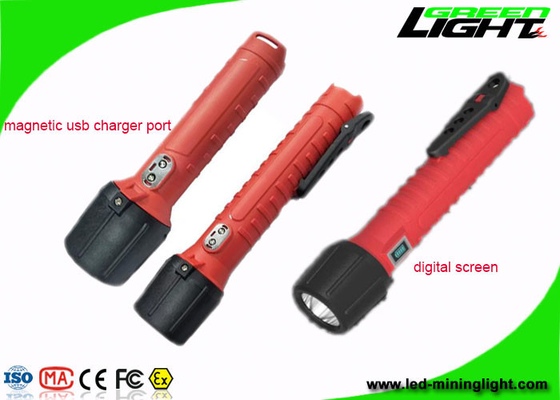 옥외를 위한 1300Lum LED 손전등 토치 USB 재충전용 디지털 방식으로 스크린 IP68 반대로 폭발성 지도된 토치